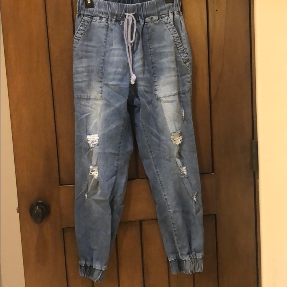 Distressed Denim jogger